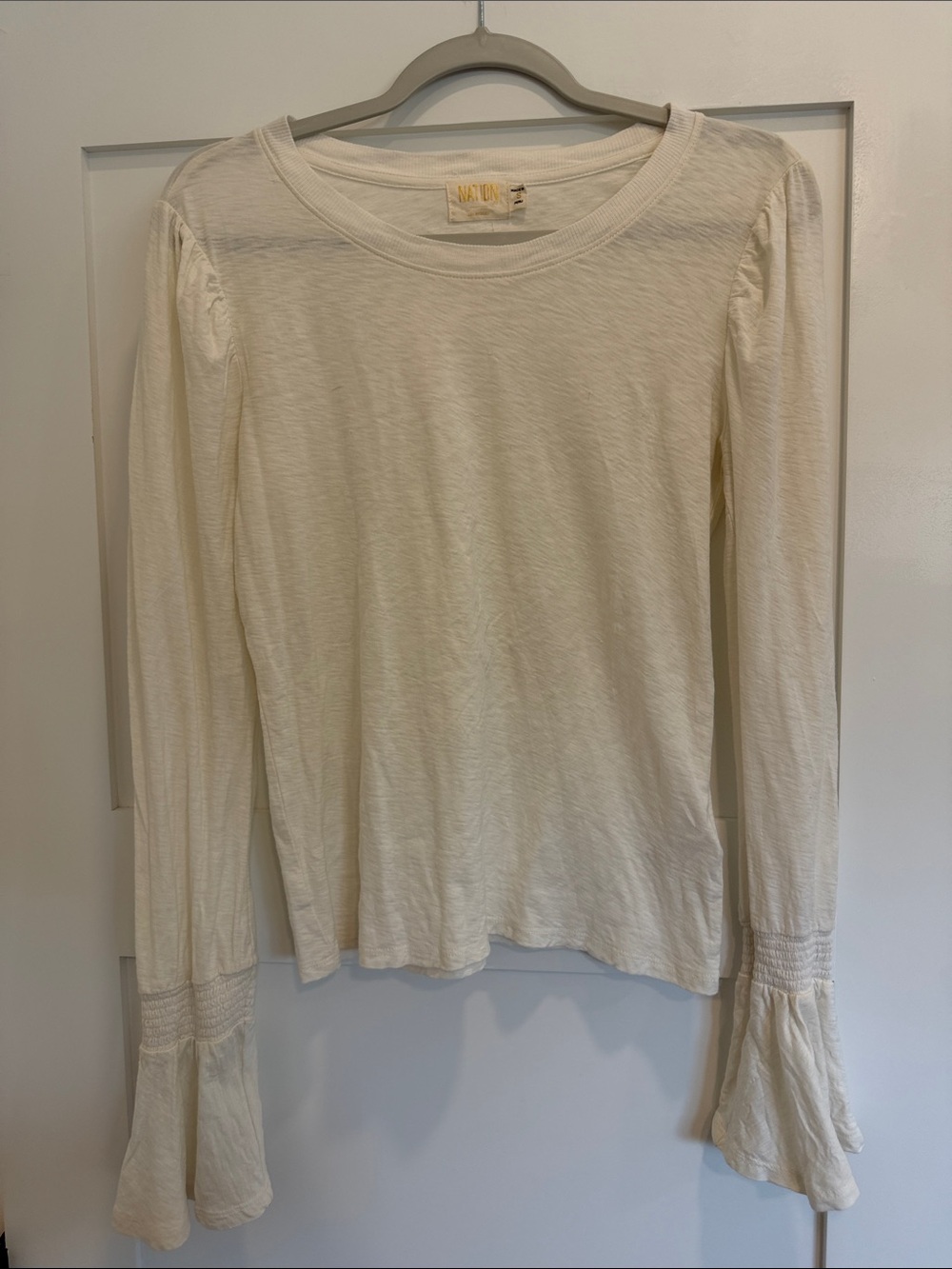 Nation LTD Women’s Small Ivory Anthropologie Bell Sleeve Long Sleeve Top